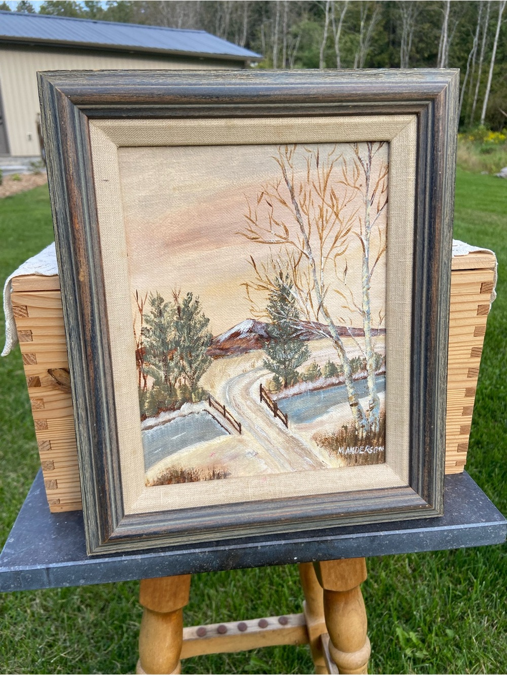 Original Oil Painting, Professionally Framed Artist Signed-Winter Mountain Scene